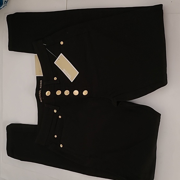 Michael Kors Black Selma Skinny Jeans w/Gold Button Fly - Picture 10 of 16